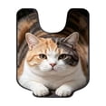 thumbnail image 2 of Gumesh Cute Cat U Shaped Bathroom Rugs Toilet Mat Cute Contour Rug Non Slip Water Absorbent Funny Bathroom Decor Washable Green Toilet Rug 20x16 Inch, 2 of 6