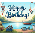thumbnail image 4 of Fishing Theme Birthday Banner Outdoor Decor Fishing Rod Happy Birthday Decor for Birthday Party Outdoor Adventure Relaxation, 4 of 8