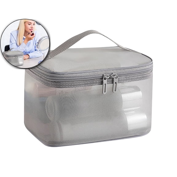 WNFJR Large Clear Makeup Bag Big Cosmetic Bags Waterproof Toiletry Orangizer with Handle Transparent Toiletries Case Travel Pouch for Women Daily Purse