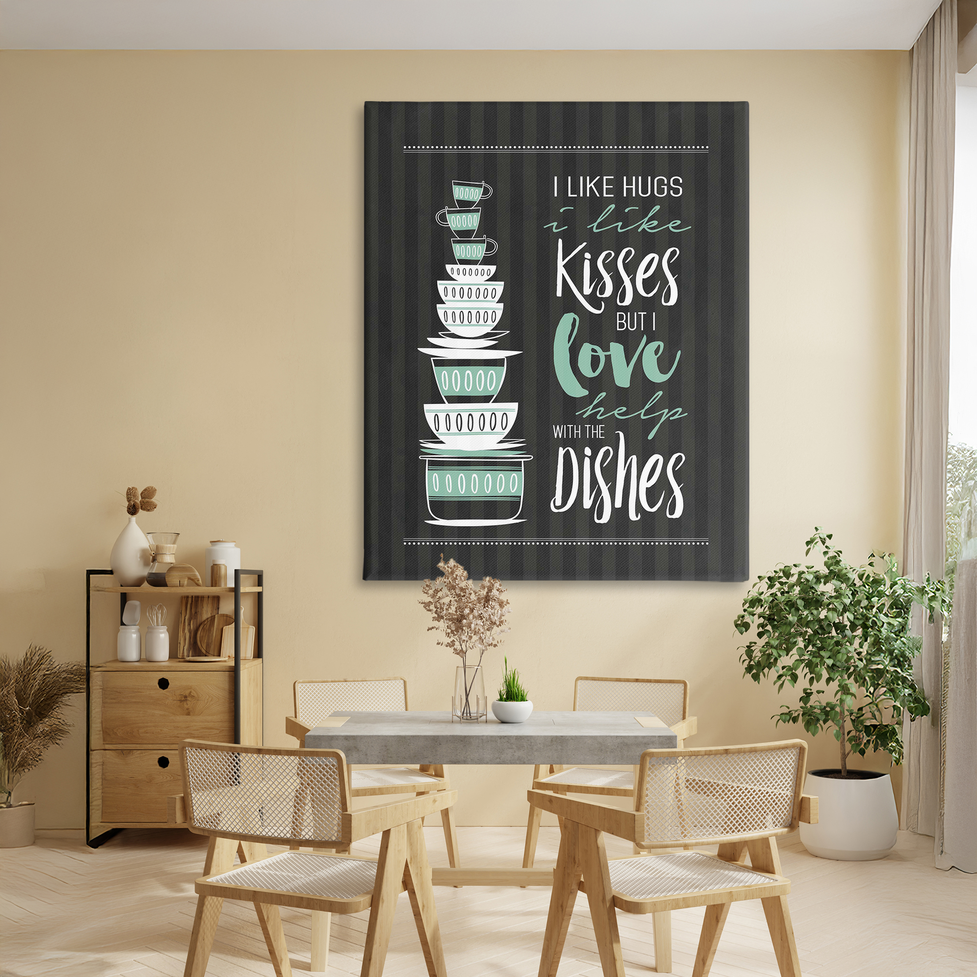 Love Help With Dishes Canvas Wall Art, design by Lettered and Lined