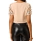 thumbnail image 3 of Camiseta corta de fiesta de manga corta con patrón metálico para mujeres INSPIRE CHIC M Rosa, 3 of 8