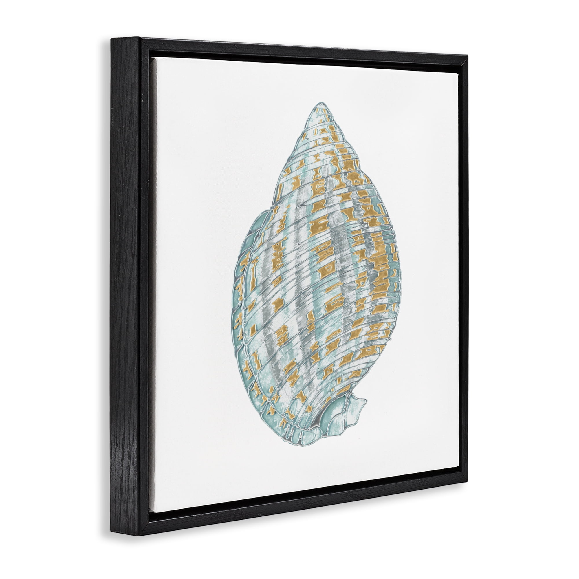 Stupell Industries Regal Shells Spiral Black Framed Floater Canvas Wall Art, design by Lorenzo Collective