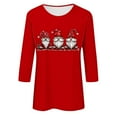 thumbnail image 4 of qelini Fashionable Women's Printed Casual Round Neck Pullover 3/4 Sleeve Top Trendy Red L, 4 of 4