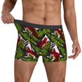 Red Cute Parrot Green Banana Leaf Mens Underwear Boxer Briefs, Comfort