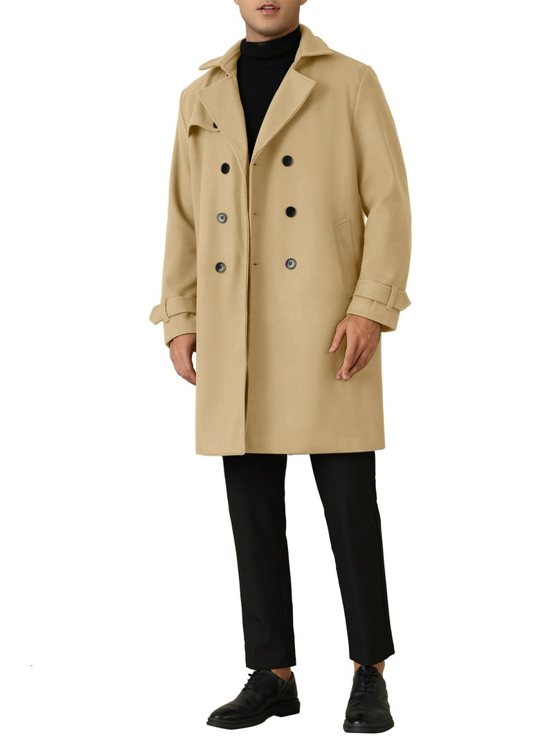 INSPIRE CHIC Winter Trench Coat for Men's Double Breasted Formal