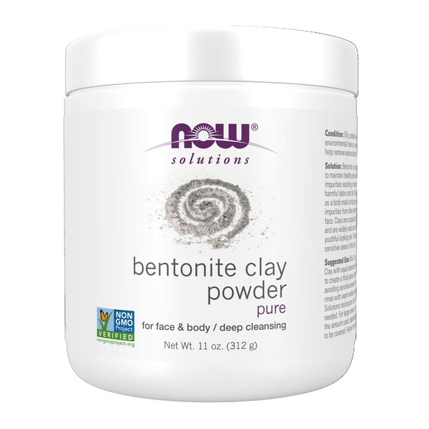 Bentonita Clay Powder NOW Solutions para rostro y cuerpo, 325 ml