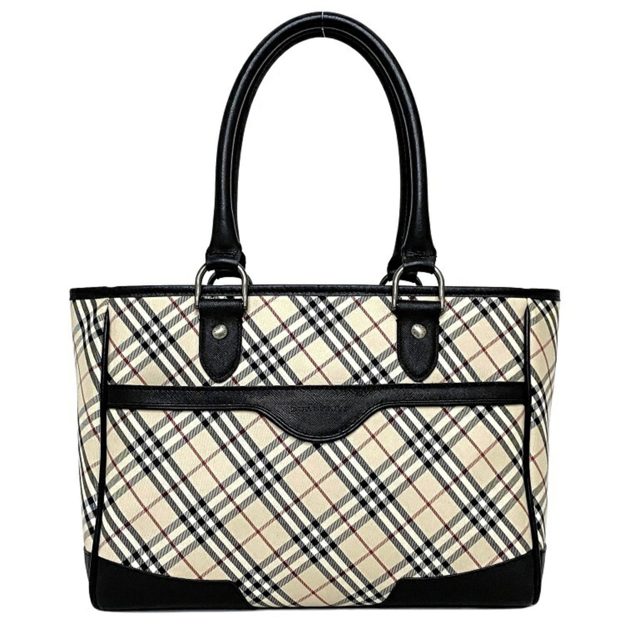 Authenticated Used Burberry Tote Bag Beige Black Check Nova Handbag