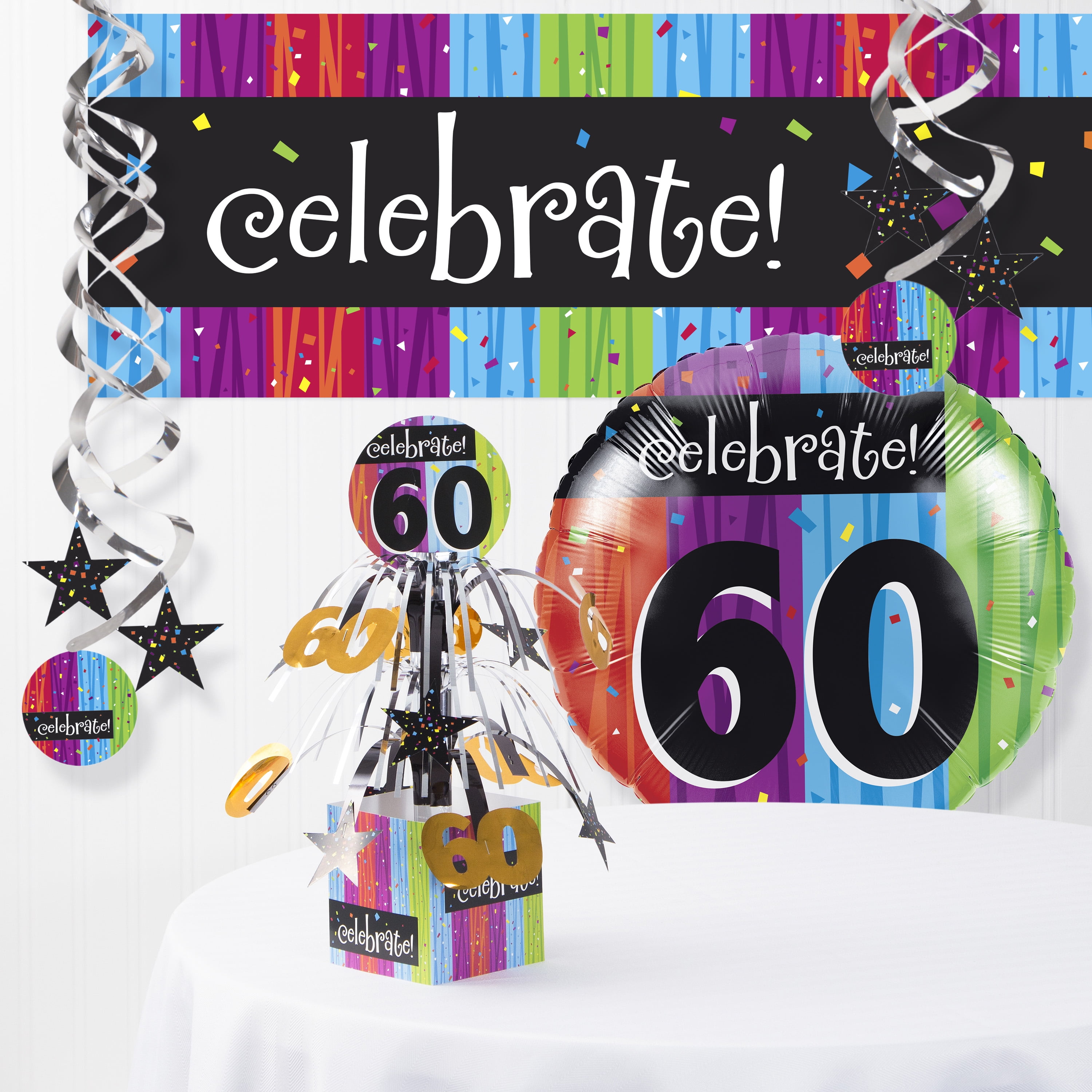 Milestone Celebrations 60th Birthday Decorations Kit - Walmart.com ...