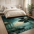 thumbnail image 3 of ODIKA 8'x10' Washable Area Rug Fishing Lake Border Cabin Forest Wildlife Print Motif Motifs for King Size Bedroom Under Bed, Master Suite, Non-Shedding, Easy Care, 3 of 7
