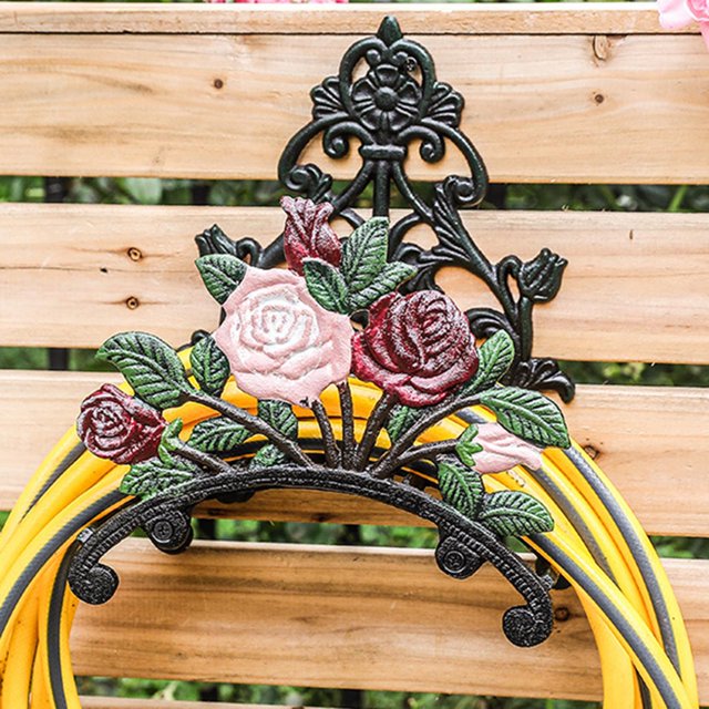 Soporte para manguera de jardín Perfecl de hierro fundido resistente 23x16x285cm