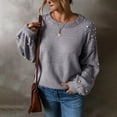 thumbnail image 4 of Pearl-Embellished Shoulder Sweater for Women, Crewneck Knit Pullover with Pearl Accents, 4 of 8