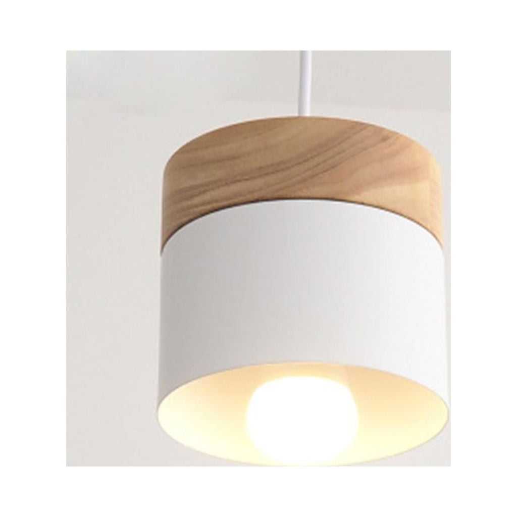 Ceiling Pendant Light with Wood Pattern , Simple Style Hanging Lighting Fixtures for Living Rooms, Dining Room, Kitchen - White