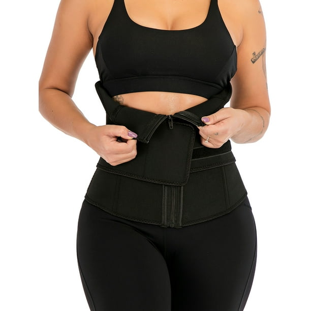 Unique Bargains Waist Trimmer Slimming Tummy Belt Sweat Weight Loss Body  Shaper Black 1 Pc