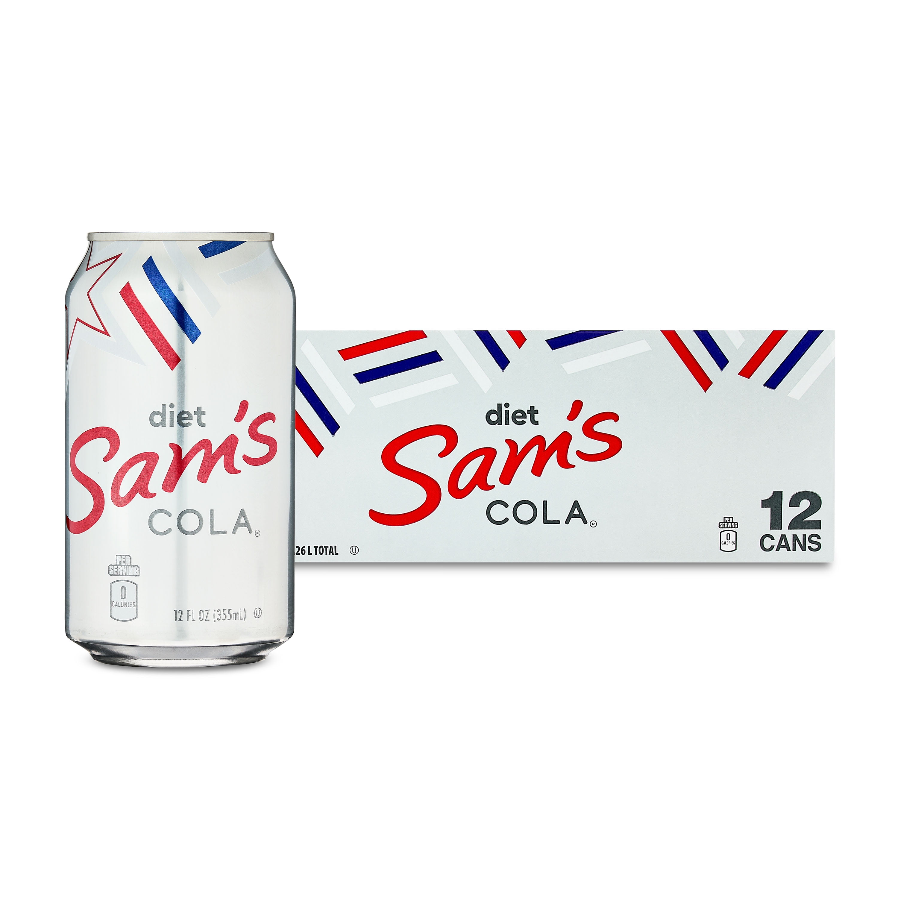 (2 pack) Diet Sam's Cola Soda Pop, 12 fl oz, 12 Pack Cans
