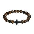 thumbnail image 2 of QUTETN Cross Bracelet for Men Women Stone Beaded Cross Bracelet Elastic Stone Religious Wristband Jewelry Gifts for Christian Black White, 2 of 13