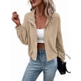 thumbnail image 3 of Chaqueta Ligera de para Mujer, de Larga, con Cremallera y Botones A Presión, para Otoño. Albaricoque M, 3 of 10