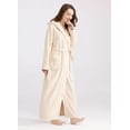 thumbnail image 4 of Women Fleece Hooded Bathrobe Soft Plush Full Length Long Spa Robe, 4 of 7