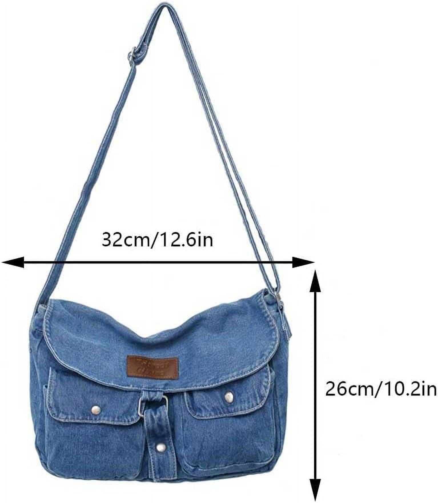 Denim Hobo Crossbody Bag for Women Large Shoulder Handbag Messenger Bag Retro Tote Bag for Casual Work Travel