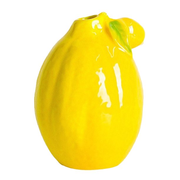 Jarrón de cerámica con forma de limón para arreglos florales, centro de mesa decorativo moderno para la mesa de la cocina, decoración de escritorio, adorno único para el hogar