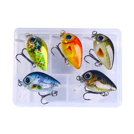5Pcs Plastic Fishing Baits Small Crankbait Wobblers Artificial Hard Baits Crank Baits with Tackle Box Fishing Accessories