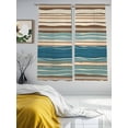 thumbnail image 3 of Bohemian Teal Brown Stripe Retro Wave Line Sheer Curtains 63 inches Long, Light Filtering Sheer Window Curtains Rod Pocket Voile Drapes for Bedroom Living Room, 2 Panels 52"W x 63"L, 3 of 7