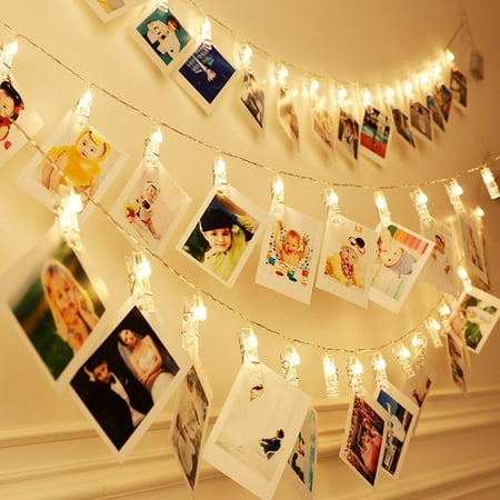 40 led photo clips string lights, christmas indoor fairy string lights for  hanging photos pictures cards and memos, ideal gift for dorms bedroom