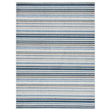 SAFAVIEH Cabana Fedelma Striped Indoor/Outdoor Area Rug, Grey/Blue, 2' x 3'