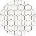 thumbnail image 3 of Unique Loom Matrix Trellis Collection Area Rug - Tile (7' Round White/Gray), 3 of 12