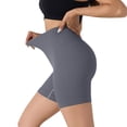 thumbnail image 4 of Staron Women's High Waisted Yoga Shorts Compression Fitness Pants Breathable Tight Sports Shorts Casual Workout Activewear, Gray S, 4 of 4