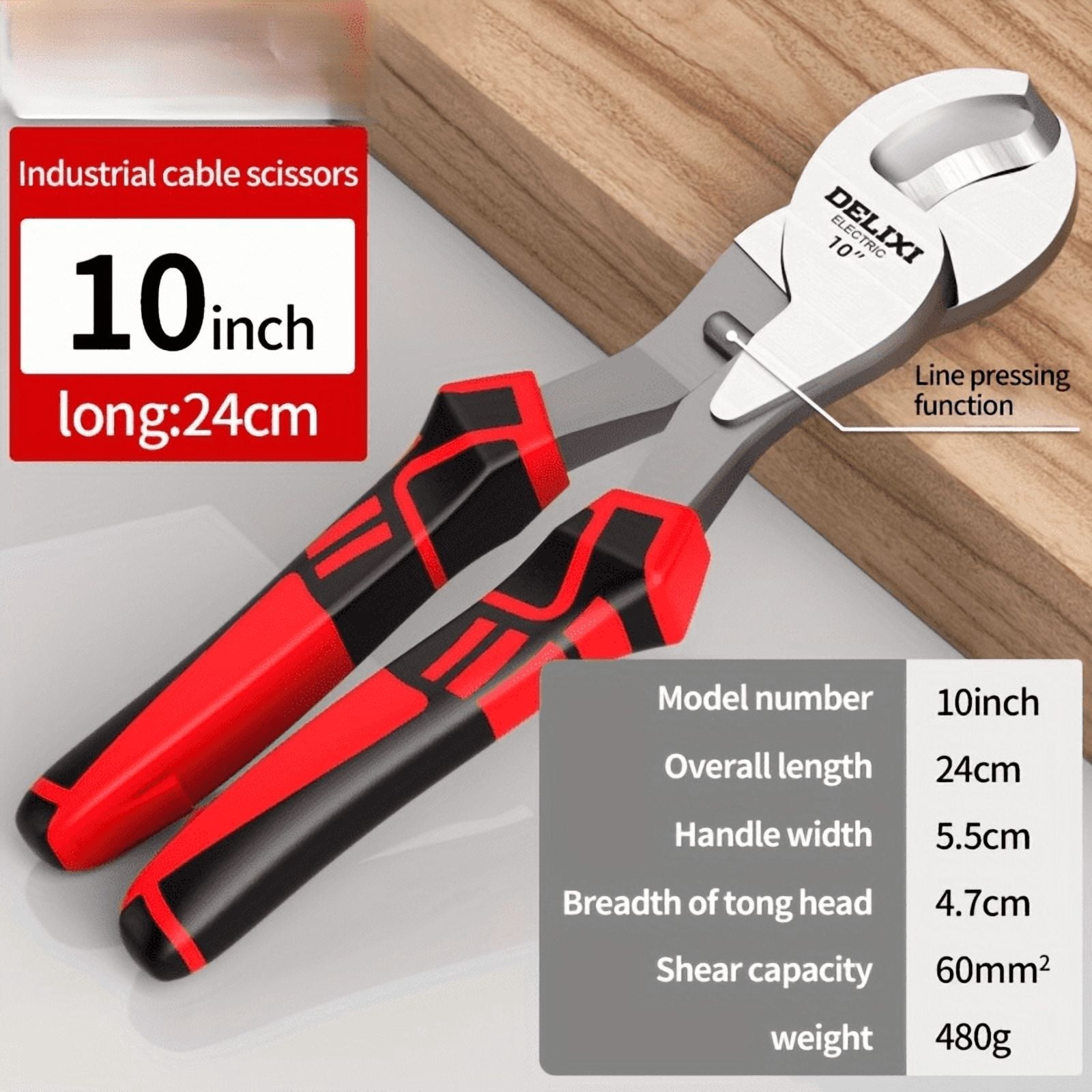 6/8/10 Inch Cable Cutter, Wire Cutter, with Stripping Hole, Manual Tool, Suitable for Home Decoration, Electrician, Cable Cuttin