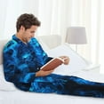 thumbnail image 6 of Daiia Ice Blue Fire Wolf for Men's Long-Sleeved Pajama Set – Soft & Comfortable Sleepwear Button-Up Pajamas Cozy Lounge Wear-X-Large, 6 of 7
