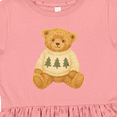 thumbnail image 4 of Inktastic Vintage Teddy Bear in Sweater with Christmas Trees Girls Toddler Dress, 4 of 5