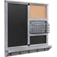thumbnail image 5 of MyGift Wall-Mounted Gray Wood Chalkboard/Cork Board Sign with Shelf, Mail Basket, and 5 Key Hooks, 5 of 7