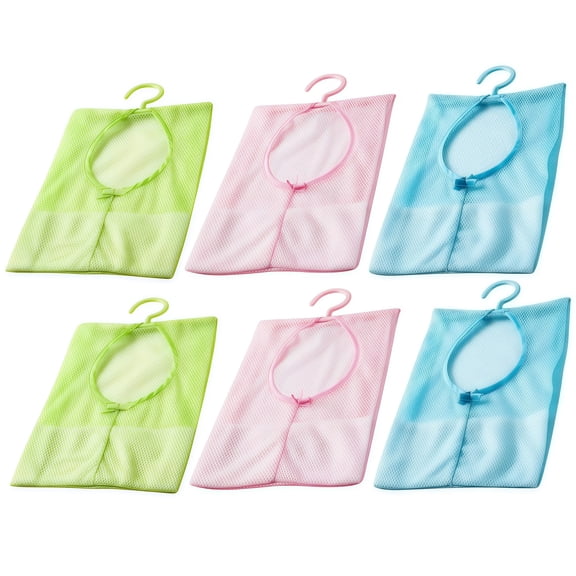 6PCS Multi-Color Hanging Organizer Mesh Bags For Easy Bathroom Storage