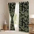 thumbnail image 3 of Feelyou Olive Square Black Out Curtains, Pixel Grid Miners Curtains Pack of 2 (42x63 Each), 3 of 6