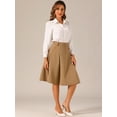 thumbnail image 2 of DARING DIVA Women's Vintage Button Decor Flared Midi Skirt L Khaki, 2 of 6