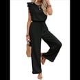 thumbnail image 1 of para Mujer, Verano 2025, Mangas con Volantes, Cuello Cuadrado, Mono con Cordón y Bolsillos, Negro, Talla XL, 1 of 9