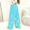 thumbnail image 5 of Cadancy Casual Pants for Women Cute Heart Graphic Valentines Wide Leg Fleece Sweatpants High Waisted Baggy Comfy Warm Trousers with Pockets, 5 of 7