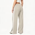 thumbnail image 4 of Lace Side Stripe Sweatpants for Women Ghalytn Drawstring Wide Leg Pants - Loose Casual Trousers with Side Pockets and Split Hem, 4 of 8
