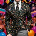 thumbnail image 2 of oqasdz Blazer for Men Sequin Print Long Sleeve Jacket Modern Tuxedo Alternative Stretch Slim Fit Dress Coat Daily Formal Outdoor Activities, 2 of 4
