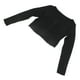 thumbnail image 4 of Camiseta de punto de canalé con botones y cuello redondo de manga larga ajustada para mujer, color negro, talla única, 4 of 15