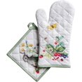 thumbnail image 1 of Printemps 100% Cotton Set of Oven Mitt (7.5 Inch by 13 Inch) and Pot Holder (8 Inch by 8 Inch) for BBQ | Cooking | Baking | Grilling | Microwave | Barbecue | Spring/Summer, 1 of 8
