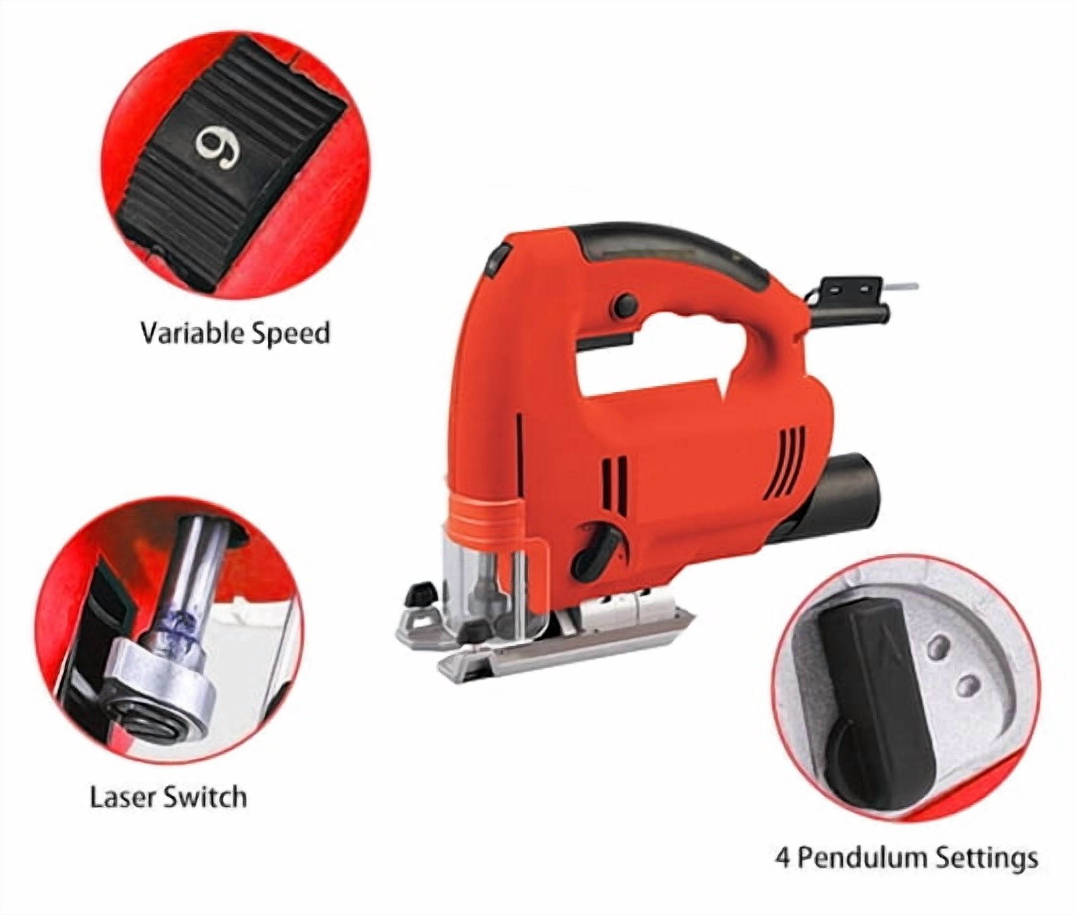 2-4/7 Electric Jig Saw, 3.3A, 240V Variable Speed 0-3000rpm for Wood and Steel Cordless Orbital Jigsaw
