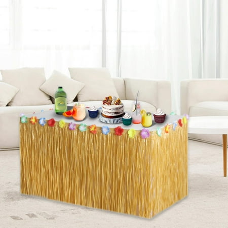 

Grass Table Skirt Portable Modern Beach for Tabletop Anniversary Garden Brown L