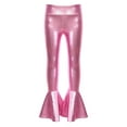 thumbnail image 3 of Xnihocha Kids Girls Boys Dance Trousers Pants Shiny Metallic Flared Pants Ruffle Bell Bottom Streetwear Pink 12, 3 of 7