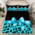 thumbnail image 2 of Homewish Cartoon Ribbon Bowknot 3pcs Twin Sheet Sets For Children Teens Girls,Abstract Cheetah Print Twin Fitted Sheet,Dreamy Princess Breathable Flat Sheet,Microfiber Bedroom Decor, 2 of 7