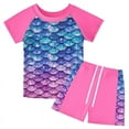 thumbnail image 3 of Traje de baño para niñas 2024 nuevo estampado de escamas de pescado de manga corta traje de baño para niños de dos piezas ropa de playa de verano para niños traje de baño para nadar, 3 of 5