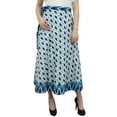 thumbnail image 1 of Phagun Robe Indienne Réversible Ikat Imprimée Coton Bleu Boho Chic Jupe Portefeuille, 1 of 6