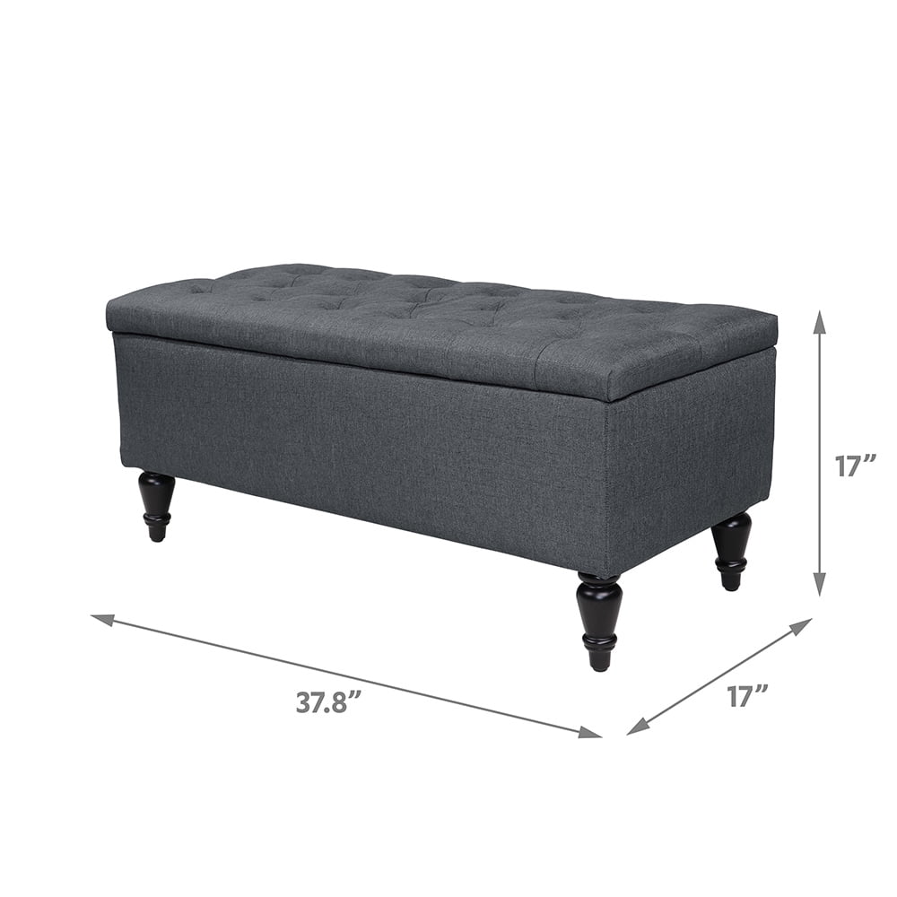 Abble 38 inch Fabric Upholstered Flip Top Storage Bench