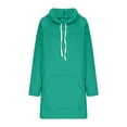thumbnail image 4 of XPMWRP Women's Oversized Hoodie Solid Color Sweatshirt Fall Winter Pullover Casual Long Sleeve Split Hem Dress with Kangaroo Pocket Green S, 4 of 8